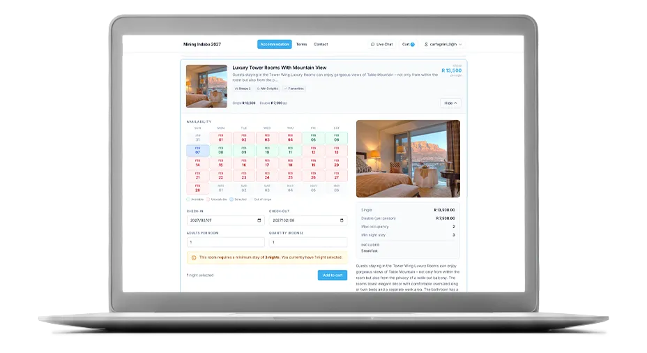 Laptop with iccommodate booking system