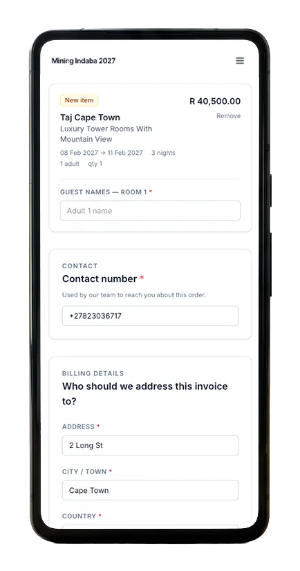 mobile with iccommodate booking system